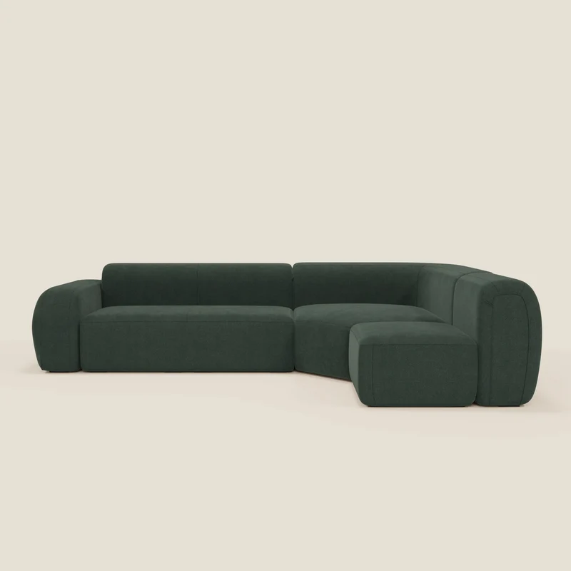 BonBon canapé d’angle composable et modulable - tissu anti-taches T23 vert