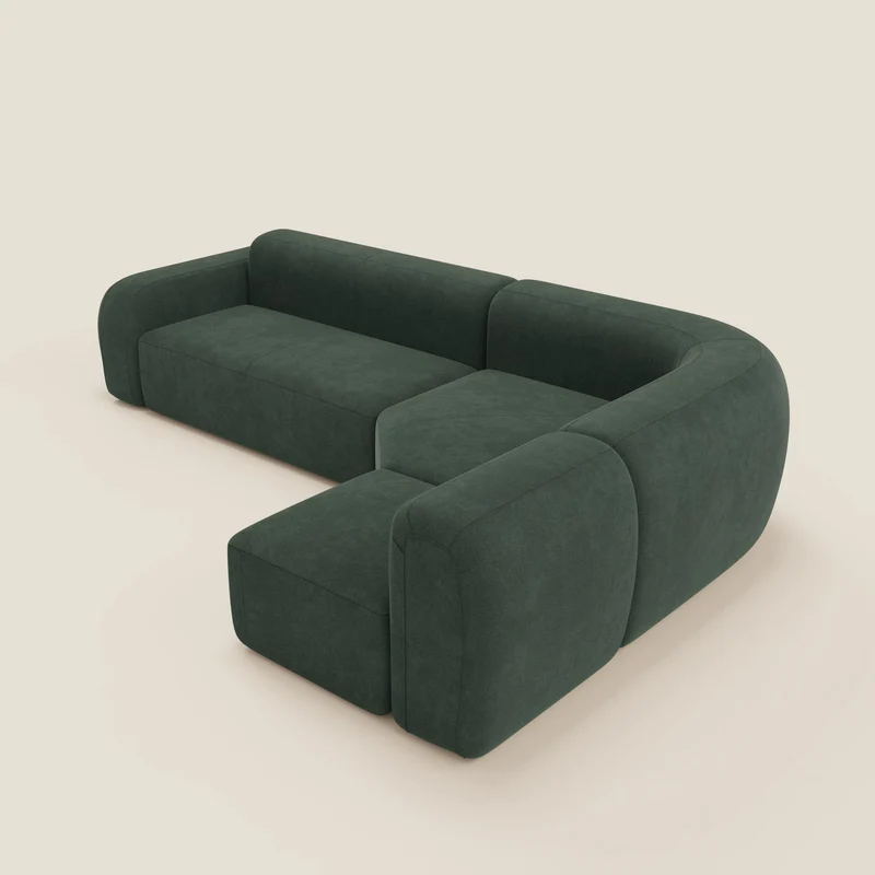 BonBon canapé d’angle composable et modulable - tissu anti-taches T23 vert