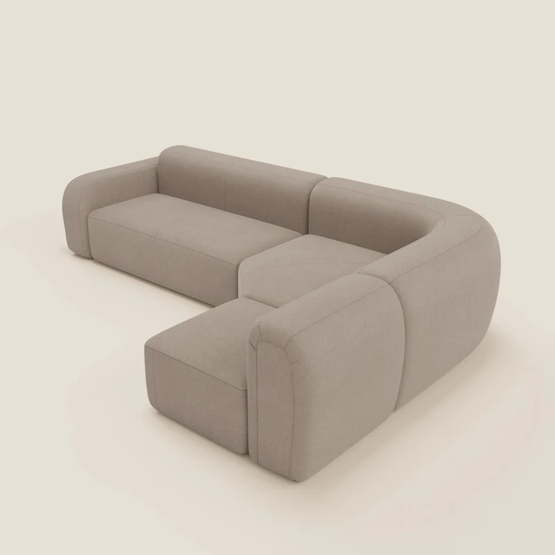 BonBon canapé d’angle composable et modulable - tissu détachable T23 taupe
