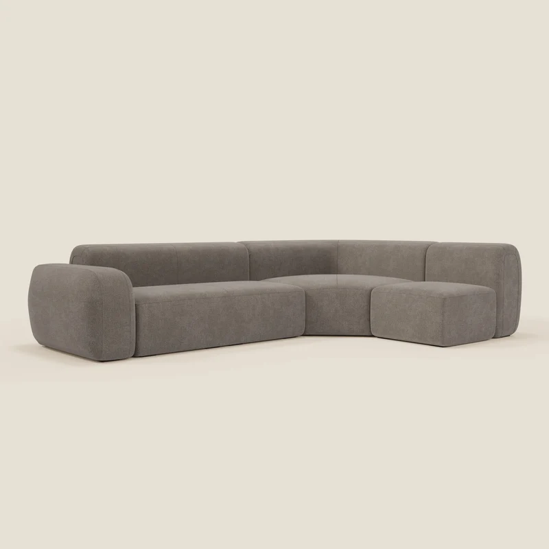 BonBon canapé d’angle composable et modulable - tissu détachable T23 taupe