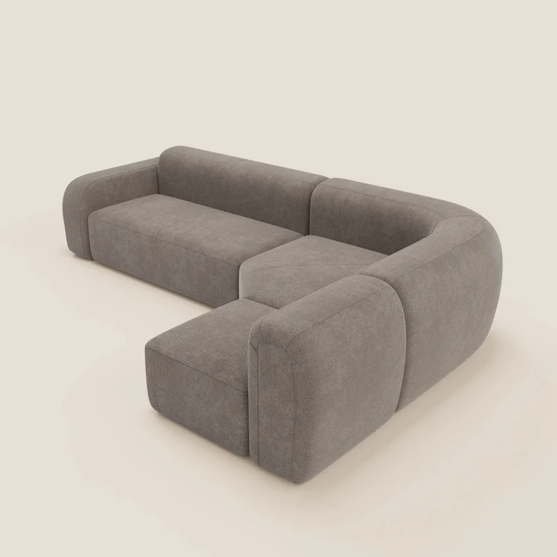 BonBon canapé d’angle composable et modulable - tissu détachable T23 taupe