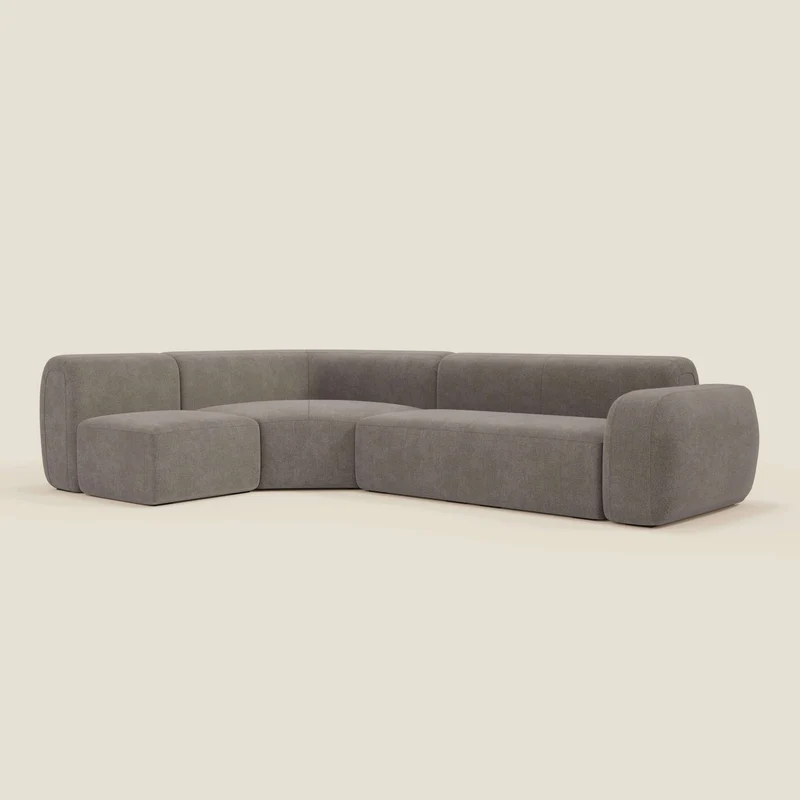 BonBon canapé d’angle composable et modulable - tissu détachable T23 taupe