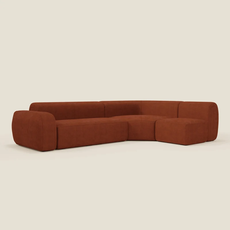 BonBon canapé d’angle composable et modulable - tissu anti-taches T23 rouille