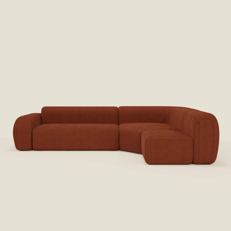 BonBon canapé d’angle composable et modulable - tissu anti-taches T23 rouille