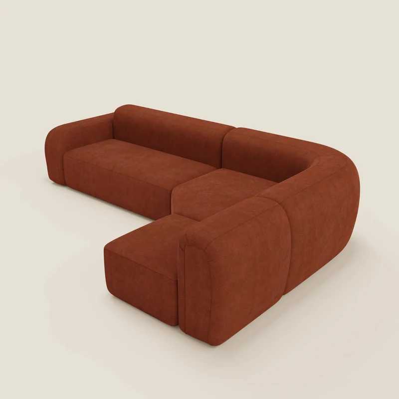 BonBon canapé d’angle composable et modulable - tissu anti-taches T23 rouille