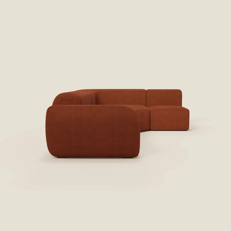 BonBon canapé d’angle composable et modulable - tissu anti-taches T23 rouille