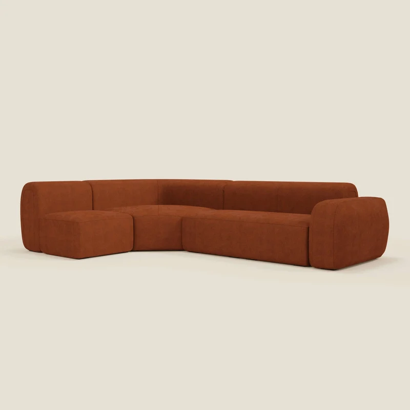 BonBon canapé d’angle composable et modulable - tissu anti-taches T23 rouille