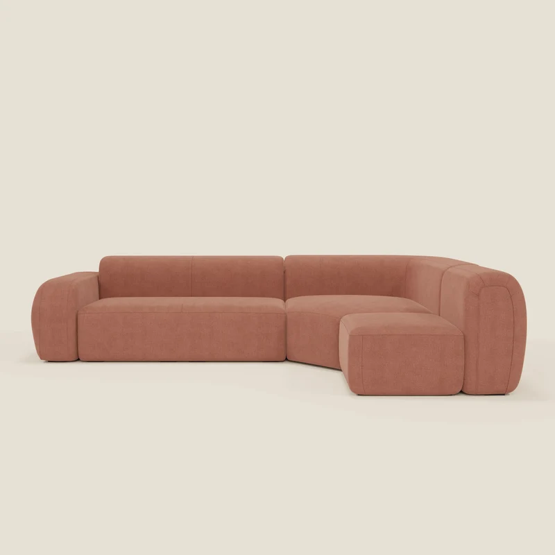 BonBon canapé d’angle composable et modulaire - tissu détachant T23 pêche