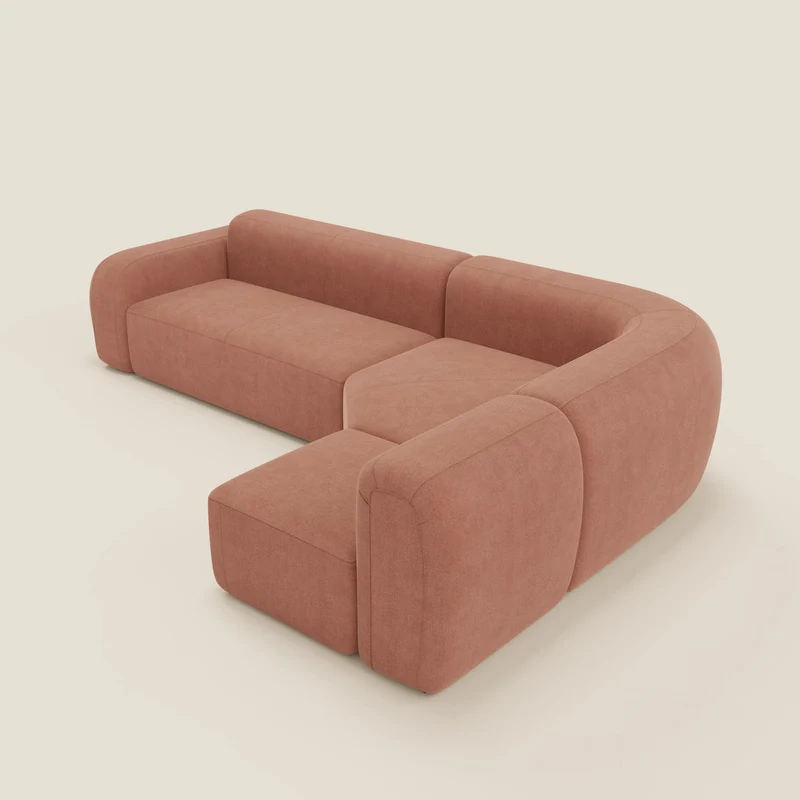 BonBon canapé d’angle composable et modulaire - tissu détachant T23 pêche