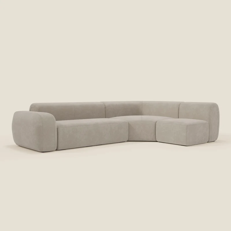 BonBon canapé d’angle composable et modulaire - tissu détachant T23 crème