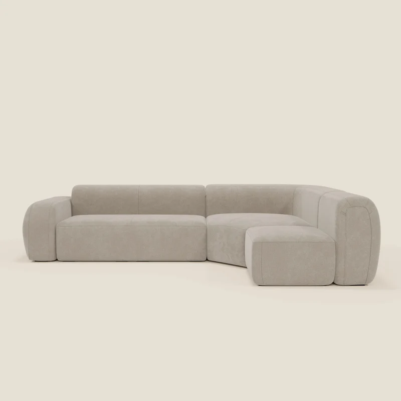 BonBon canapé d’angle composable et modulaire - tissu détachant T23 crème
