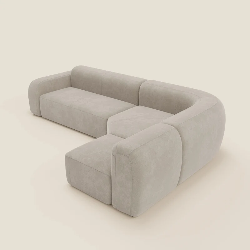 BonBon canapé d’angle composable et modulaire - tissu détachant T23 crème