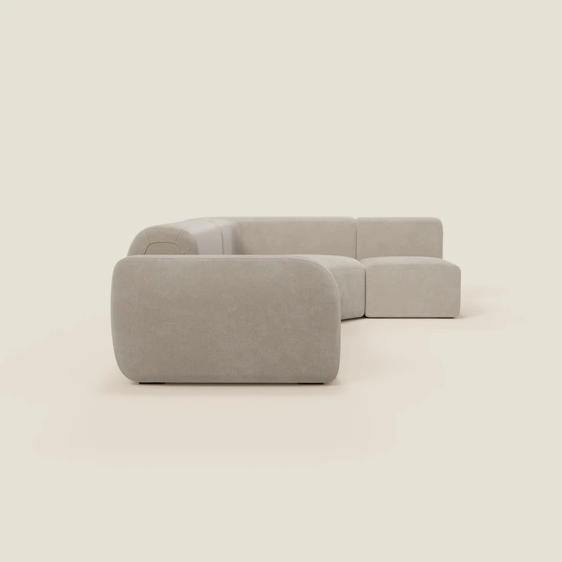 BonBon canapé d’angle composable et modulaire - tissu détachant T23 crème
