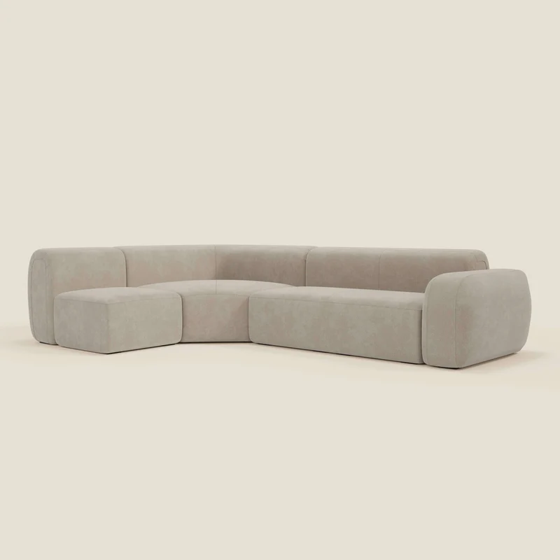 BonBon canapé d’angle composable et modulaire - tissu détachant T23 crème