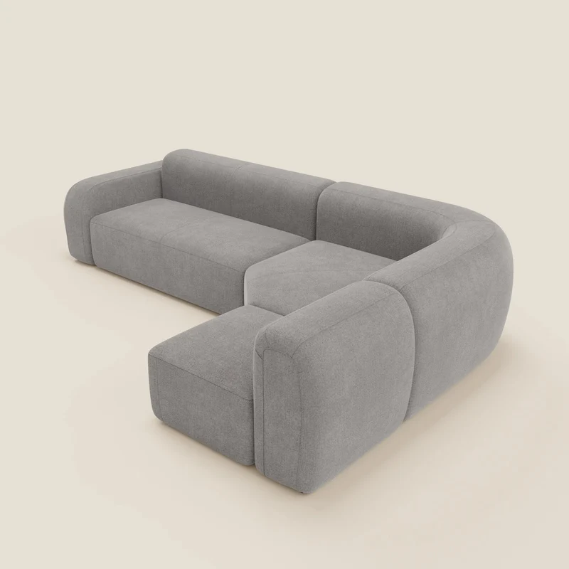 BonBon canapé d’angle composable et modulable - tissu détachable T23 gris