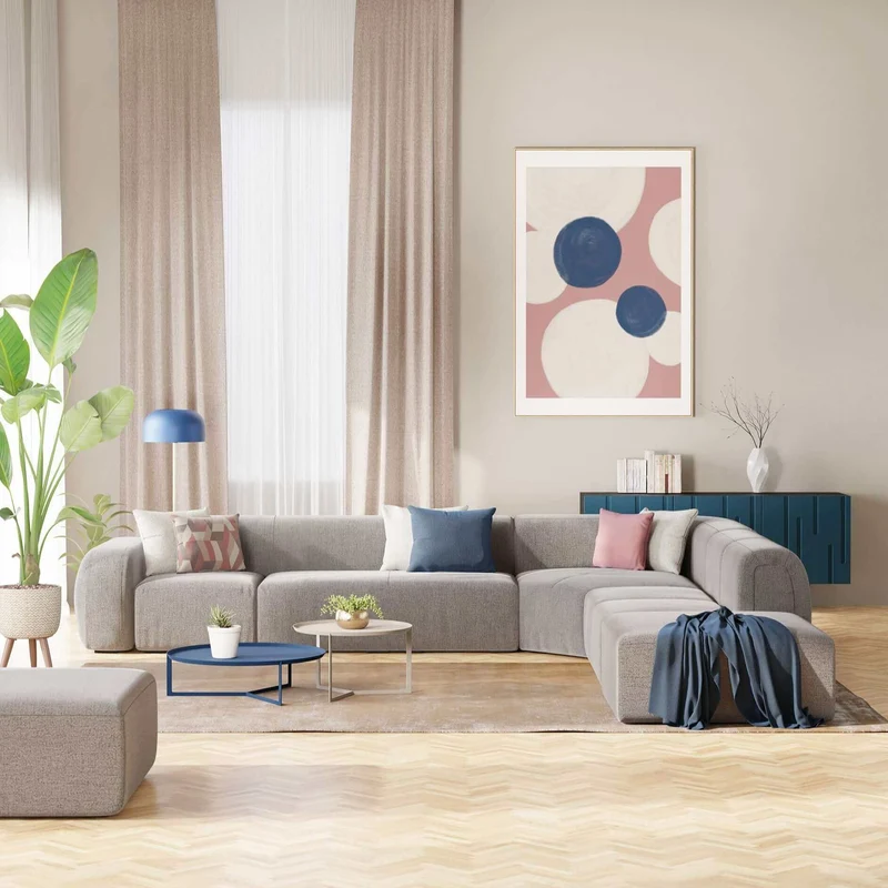 BonBon canapé d’angle composable et modulable - tissu détachable T23 gris