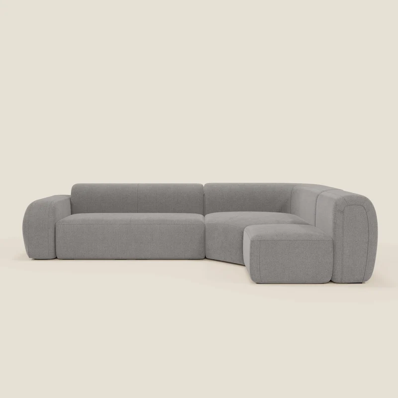 BonBon canapé d’angle composable et modulable - tissu détachable T23 gris
