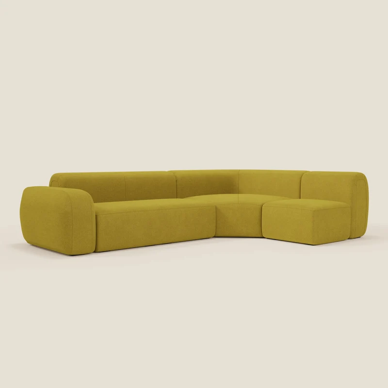 BonBon canapé d’angle composable et modulable - tissu anti-taches T23 jaune soleil