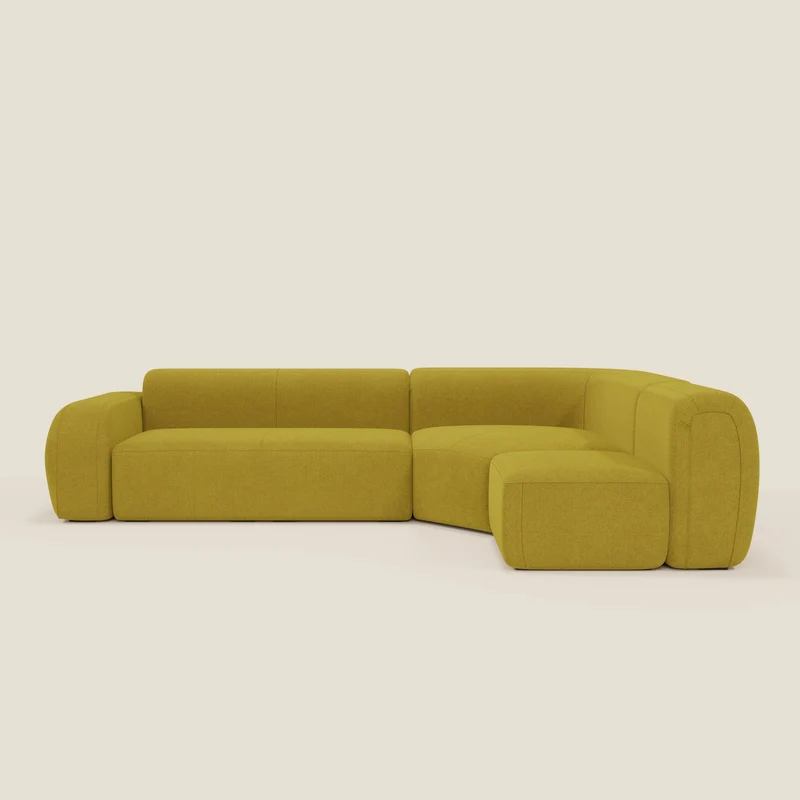 BonBon canapé d’angle composable et modulable - tissu anti-taches T23 jaune soleil