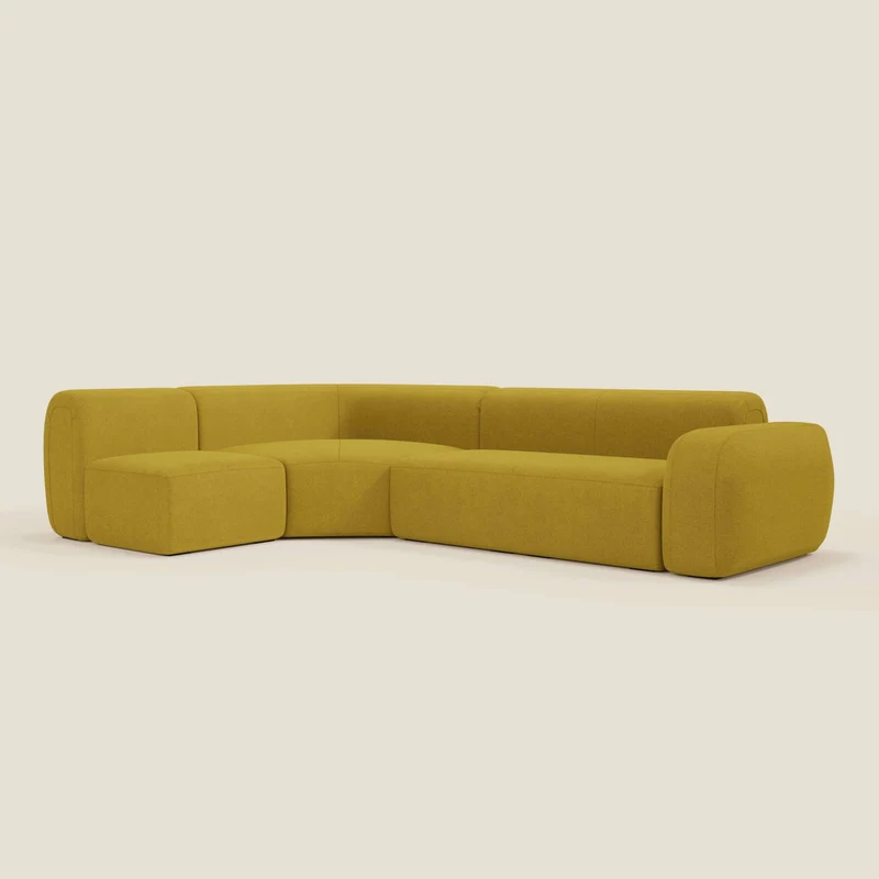 BonBon canapé d’angle composable et modulable - tissu anti-taches T23 jaune soleil