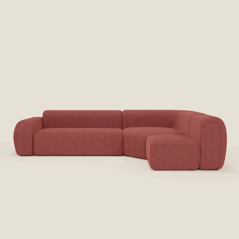 BonBon canapé d’angle composable et modulable – tissu anti-taches T23 rouge cerise