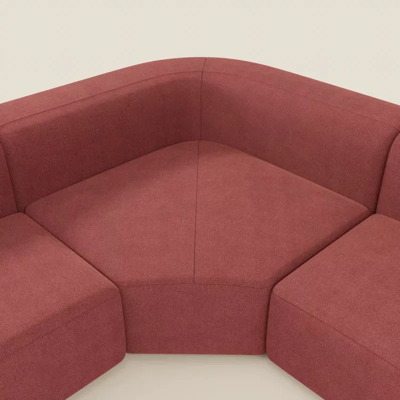 BonBon canapé d’angle composable et modulable – tissu anti-taches T23 rouge cerise