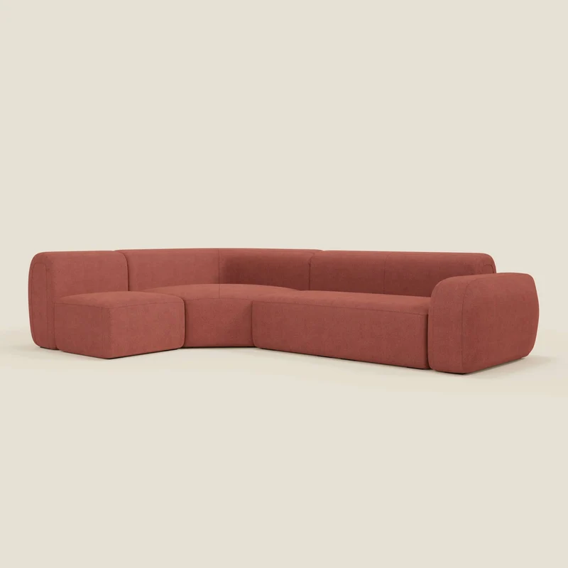 BonBon canapé d’angle composable et modulable – tissu anti-taches T23 rouge cerise