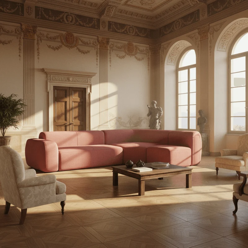 BonBon canapé d’angle composable et modulable – tissu anti-taches T23 rouge cerise