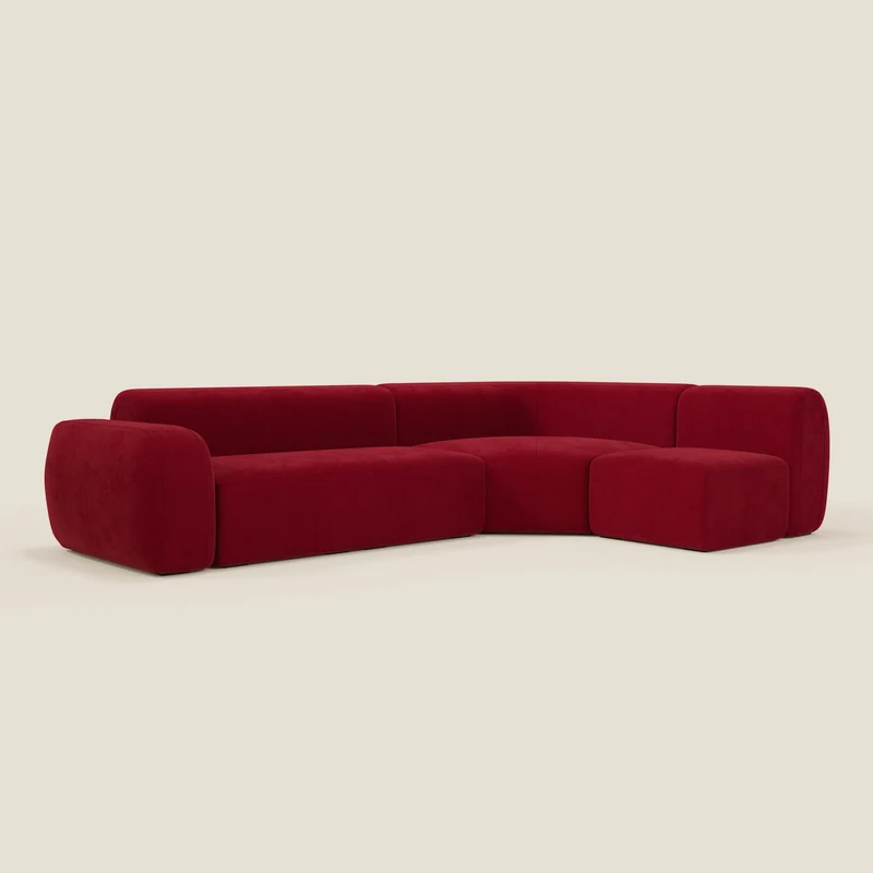 BonBon canapé d’angle composable et modulaire - tissu anti-taches T23 bordeaux