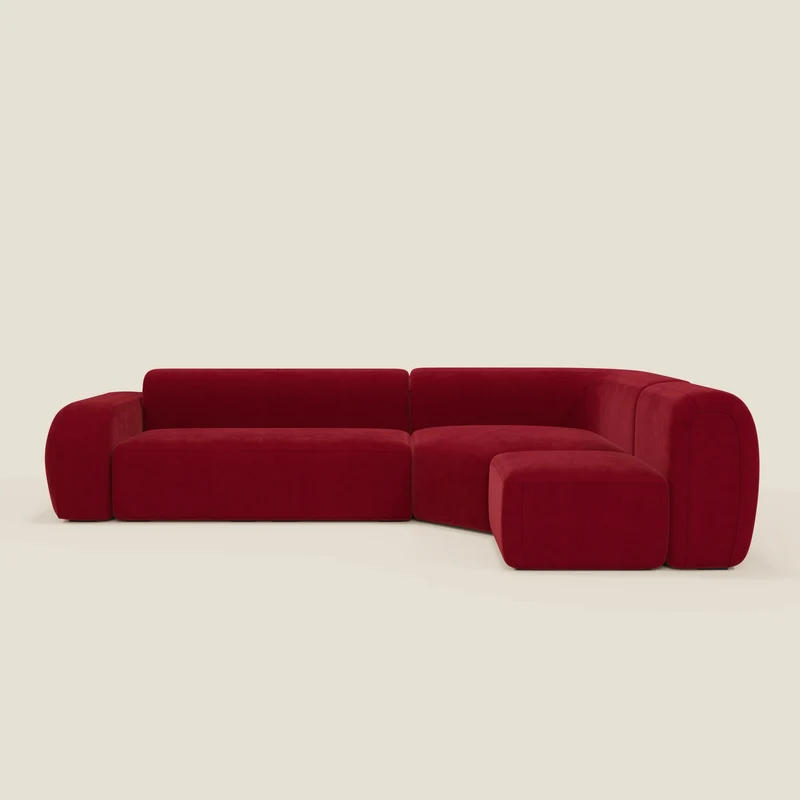 BonBon canapé d’angle composable et modulaire - tissu anti-taches T23 bordeaux