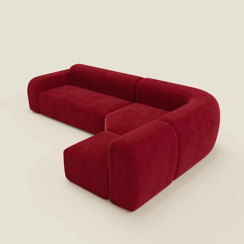 BonBon canapé d’angle composable et modulaire - tissu anti-taches T23 bordeaux