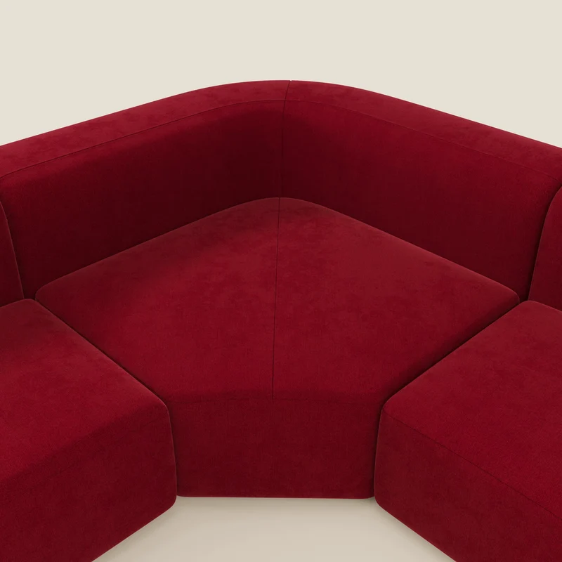 BonBon canapé d’angle composable et modulaire - tissu anti-taches T23 bordeaux