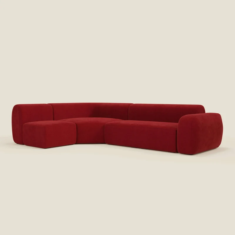 BonBon canapé d’angle composable et modulaire - tissu anti-taches T23 bordeaux