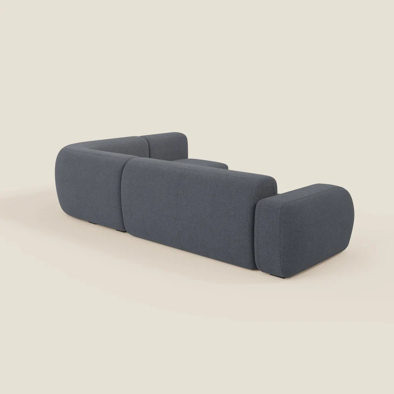 BonBon canapé d’angle composable et modulable - tissu anti-taches T23 bleu graphite