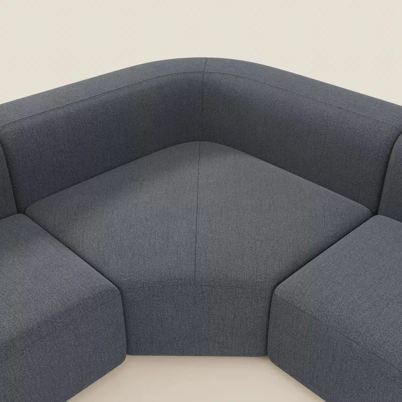 BonBon canapé d’angle composable et modulable - tissu anti-taches T23 bleu graphite