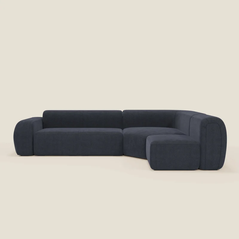 BonBon canapé d’angle composable et modulable - tissu anti-taches T23 bleu ardoise