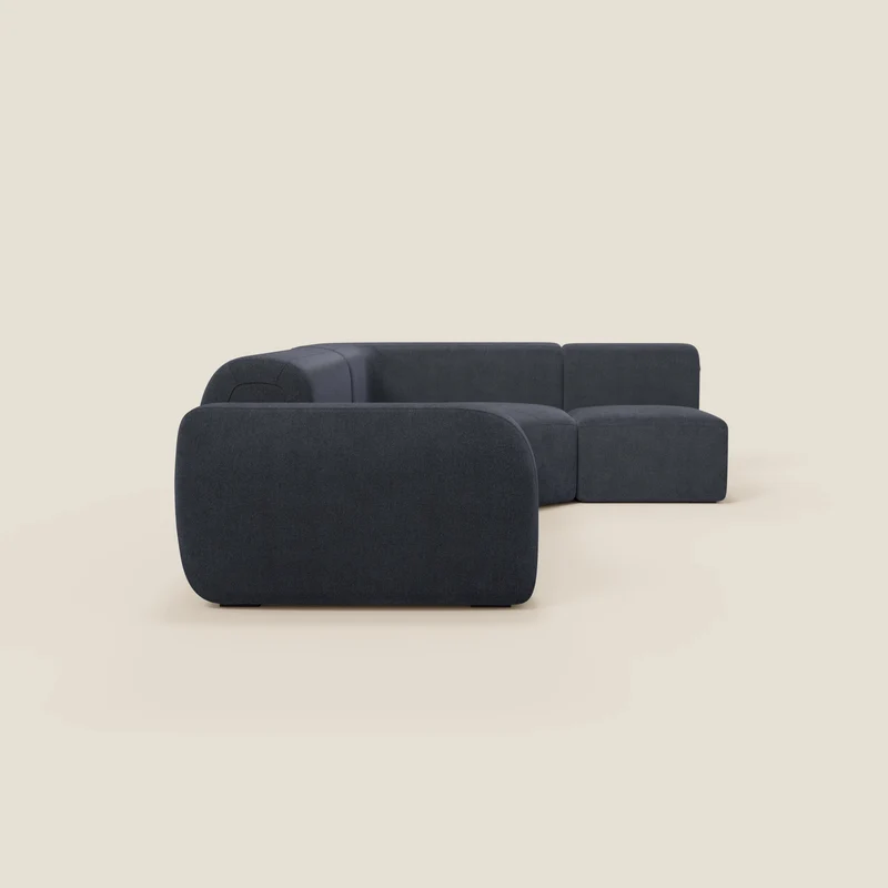 BonBon canapé d’angle composable et modulable - tissu anti-taches T23 bleu ardoise