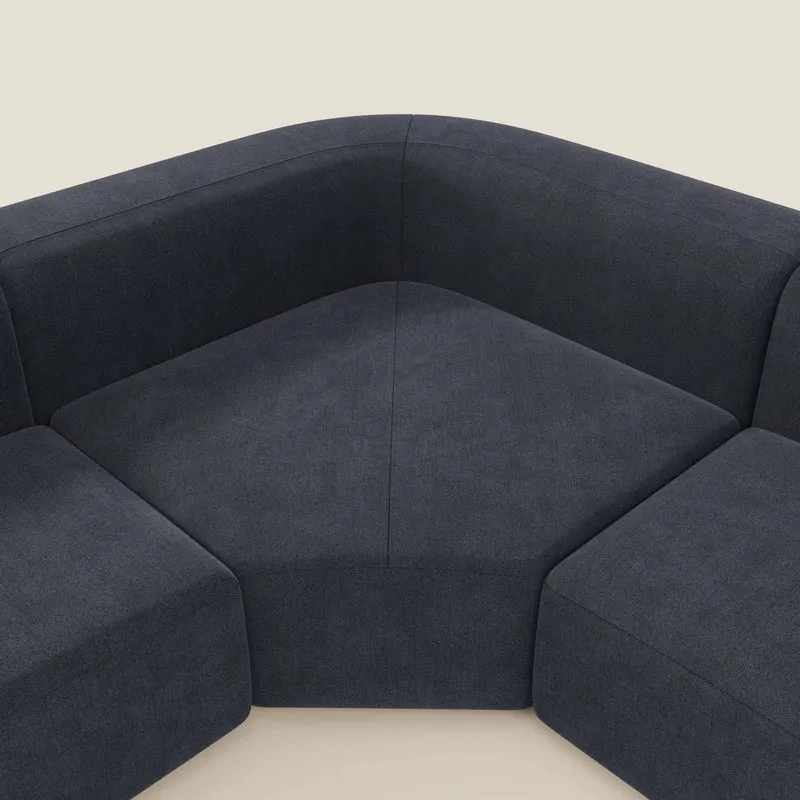 BonBon canapé d’angle composable et modulable - tissu anti-taches T23 bleu ardoise