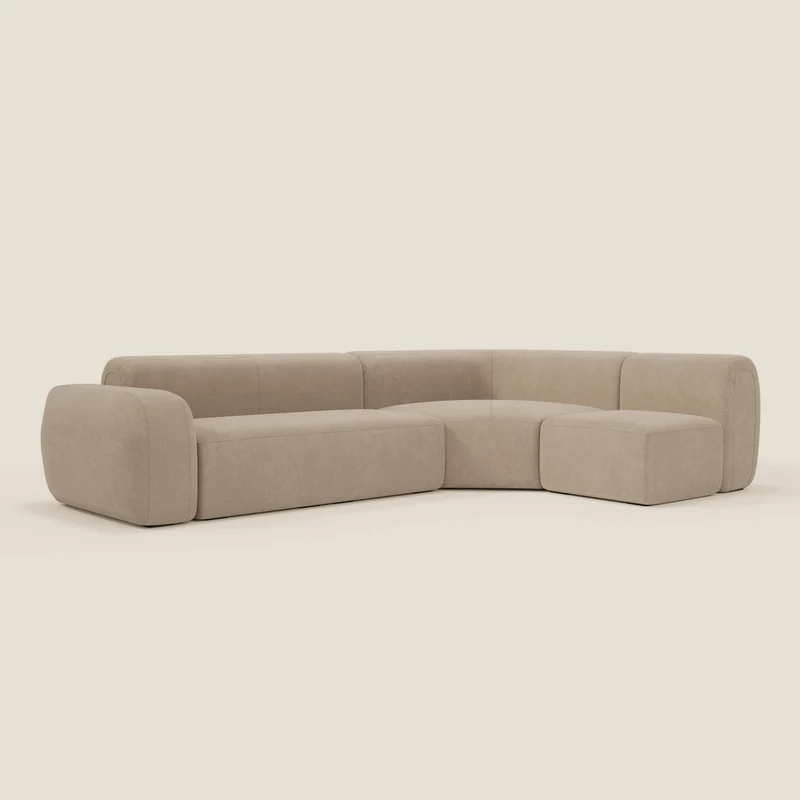 BonBon canapé d’angle composable et modulaire - tissu anti-taches T23 beige