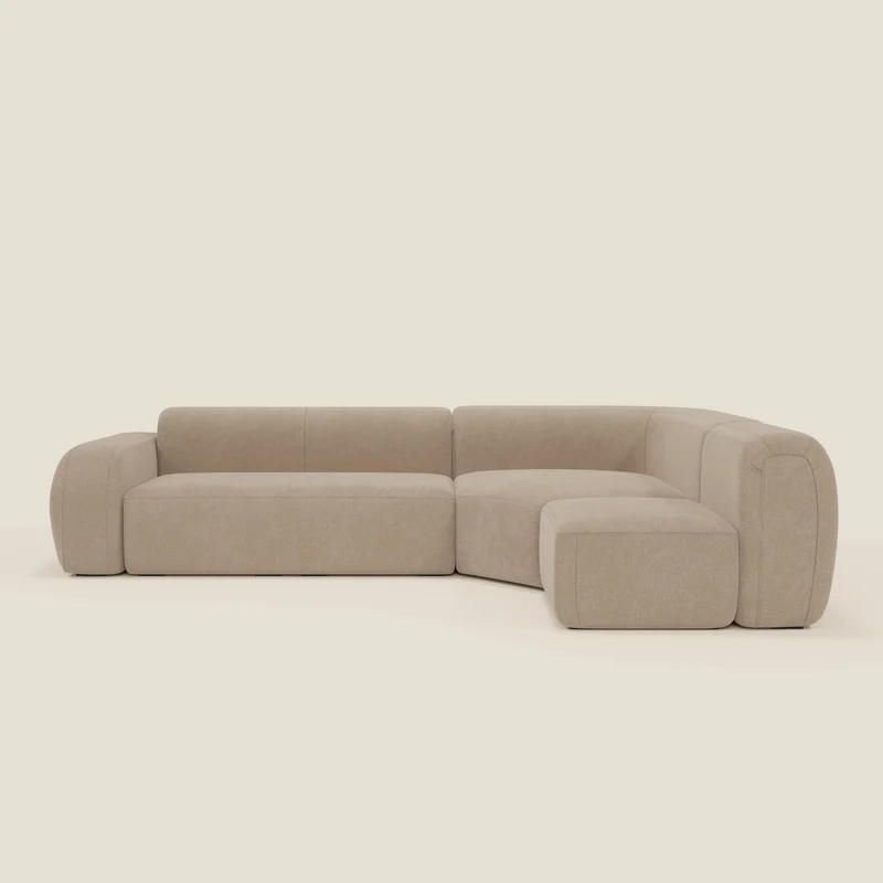 BonBon canapé d’angle composable et modulaire - tissu anti-taches T23 beige