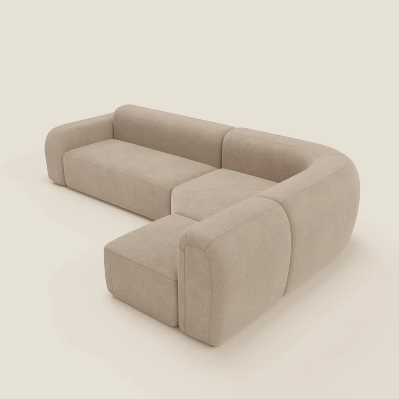 BonBon canapé d’angle composable et modulaire - tissu anti-taches T23 beige