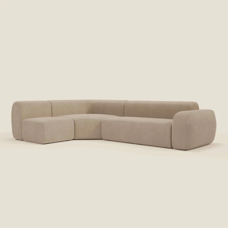 BonBon canapé d’angle composable et modulaire - tissu anti-taches T23 beige