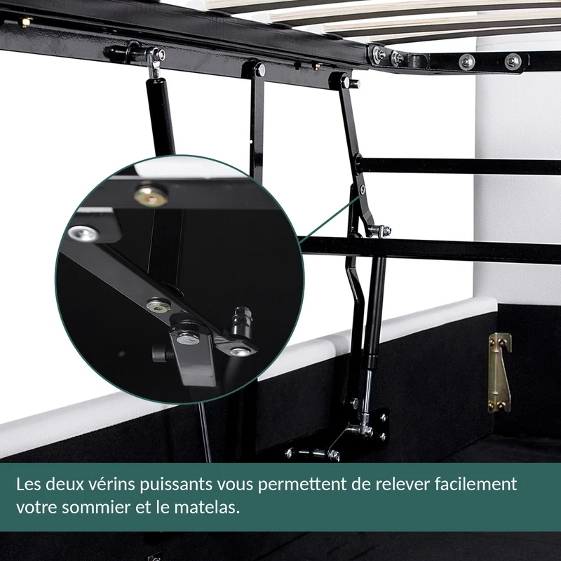 Lit coffre avec tête de lit ouverture latérale et frontale tissu - Collection Parallèle design