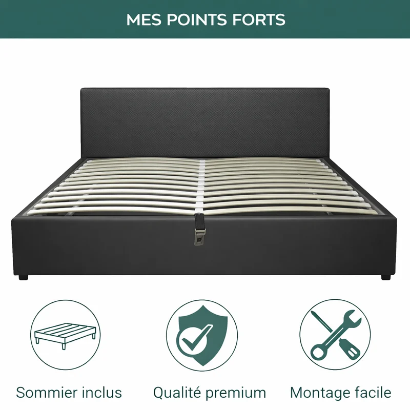 Lit coffre avec tête de lit ouverture latérale et frontale velours côtelé - Collection Parallèle design