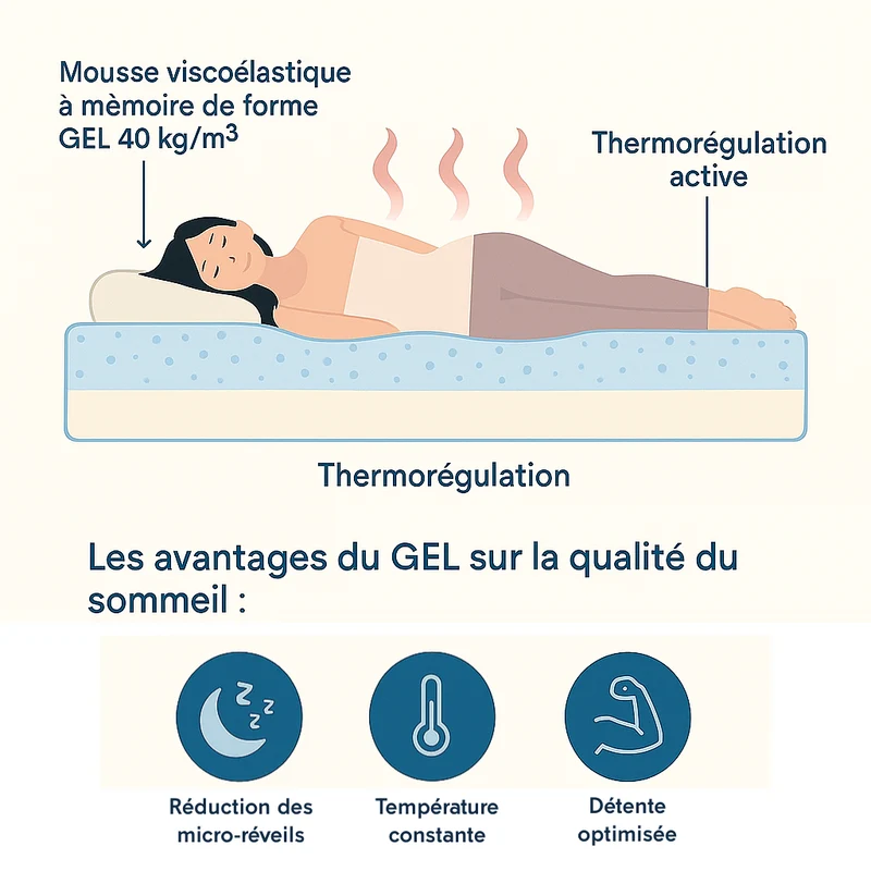 Matelas hybride mémoire de forme bambou et ressorts ensachés - Collection Naturelle