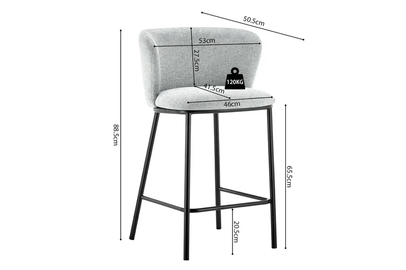 Chaises de Bar ARTHURO - 53 x 50,5 cm