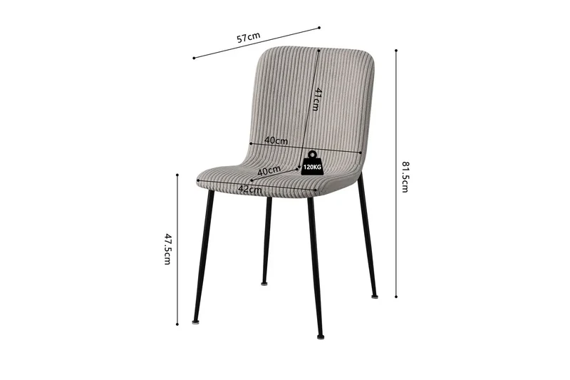Chaises de Salle à Manger ALICYA en Tissu - 42 x 57 cm
