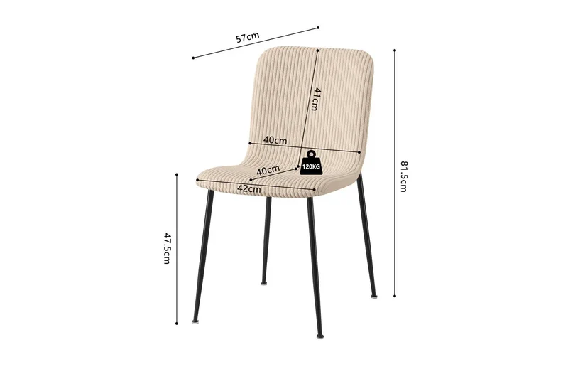 Chaises de Salle à Manger ALICYA en Tissu - 42 x 57 cm