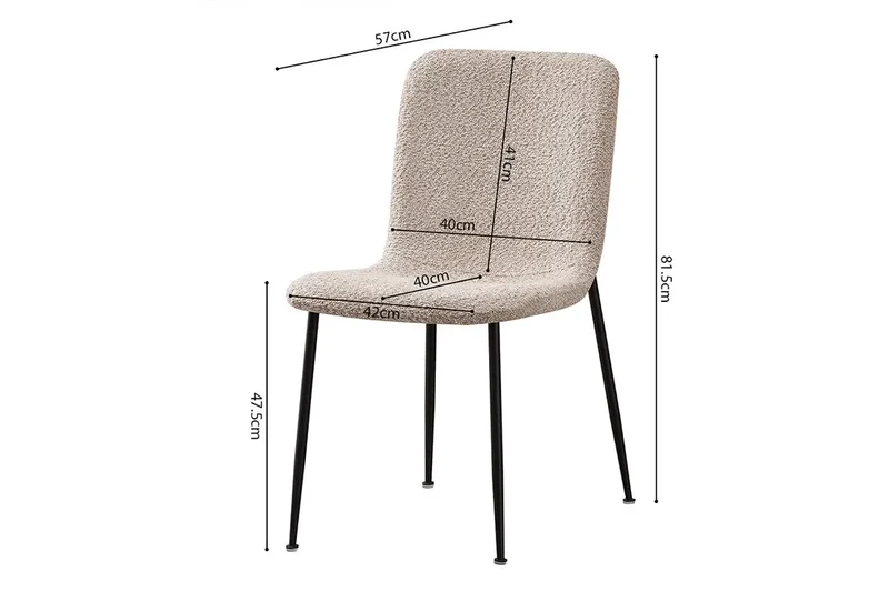 Chaises de Salle à Manger ALICYA en Tissu - 42 x 57 cm