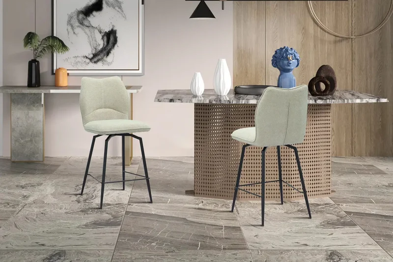 Chaises de Bar LYARA en Tissu - 48 x 56 cm